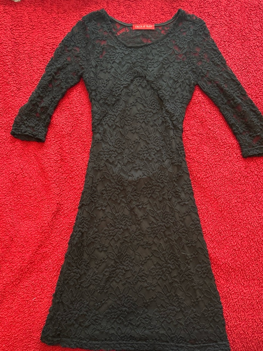 Black lace cocktail dress with cutout back